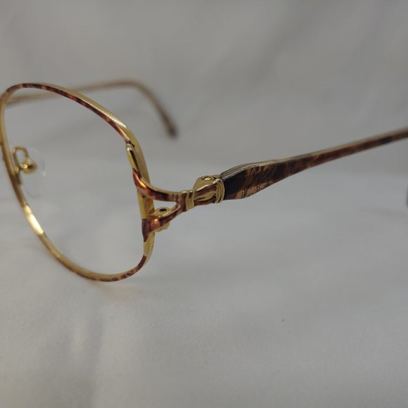 💎 Vintage CLEARVISION Eyeglass Frames Pink Brown Gold Full Metal Rims Plastic - Picture 3 of 12